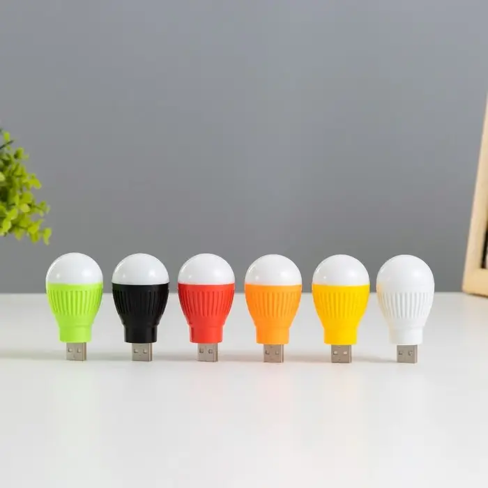 Ночник RISALUX &laquo;Лампочка&raquo;, LED, USB, 3.5&times;3.5&times;6.5 см, МИКС