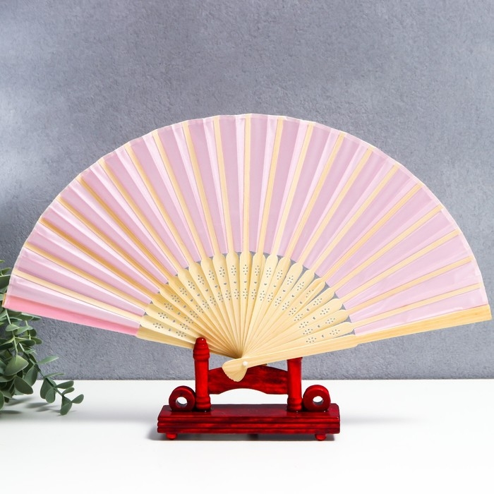 Веер бамбук, текстиль h=21 см  Веер бамбук, текстиль h=21 см "Моноцвет" в коробке, розовый