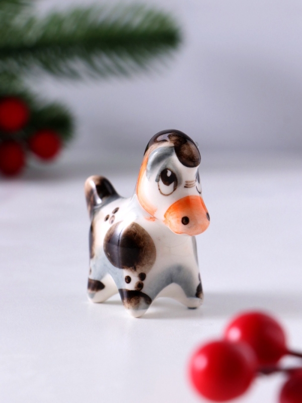 Сувенир Конь Дымка, 5х5,5х2,5 см, гжель, цвет Сувенир Конь Дымка, 5х5,5х2,5 см, гжель, цвет