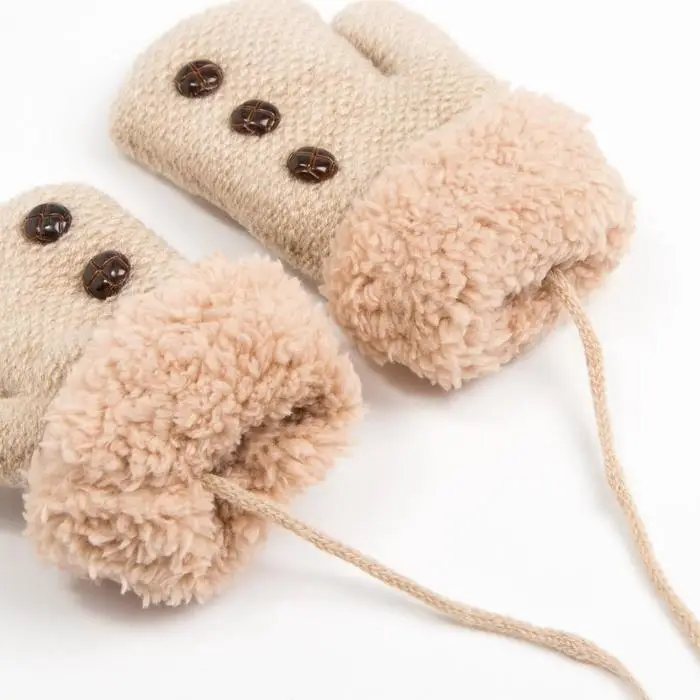 Варежки детские MINAKU с пуговичками, 15 размер (15 см), цвет экрю Варежки детские MINAKU с пуговичками, 15 размер (15 см), цвет экрю