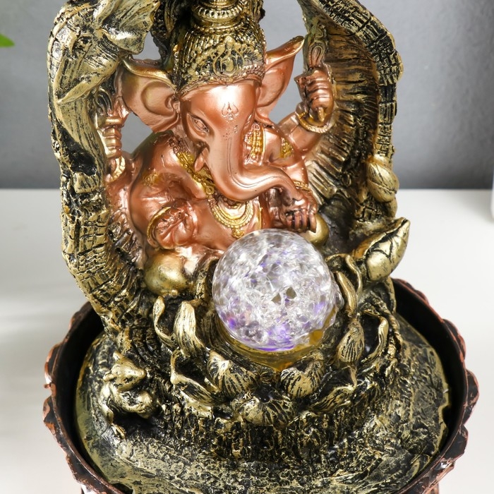 Фонтан настольный от сети, подсветка Фонтан настольный от сети, подсветка "Ганеша в арке с лотосом" 28,5х20,5х20,5 см