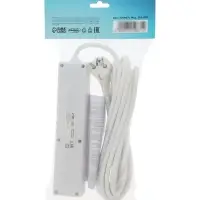 Удлинитель Luazon Lighting, 4 розетки, 5 м, 16 А, 3500 Вт, 3&times;1.5 мм2, с заземлением, с выключателем,