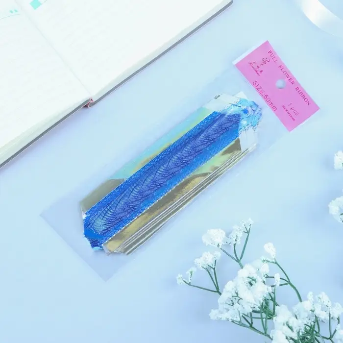 Подарочный бант - шар No5, синий в серебре, для упаковки подарков