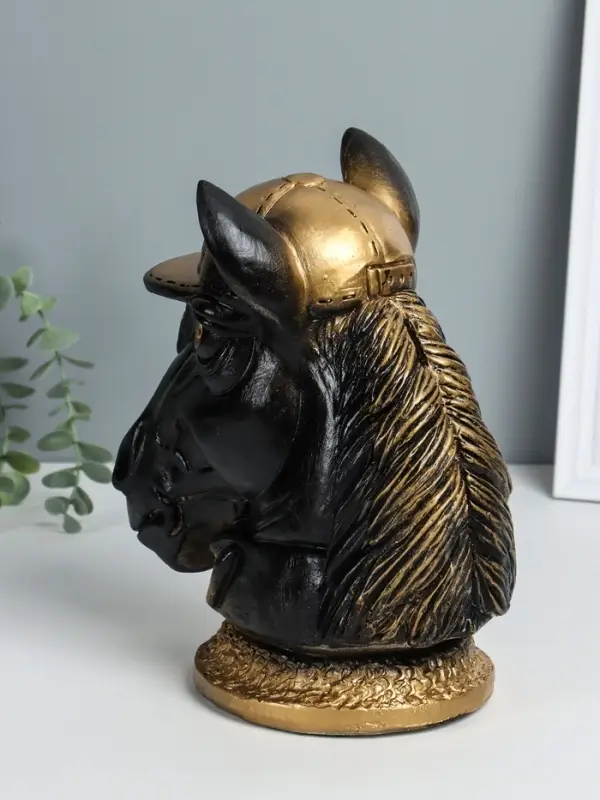 Копилка  Копилка "Конь в кепке" 26х14,5х21,5 см, чёрный с золотом