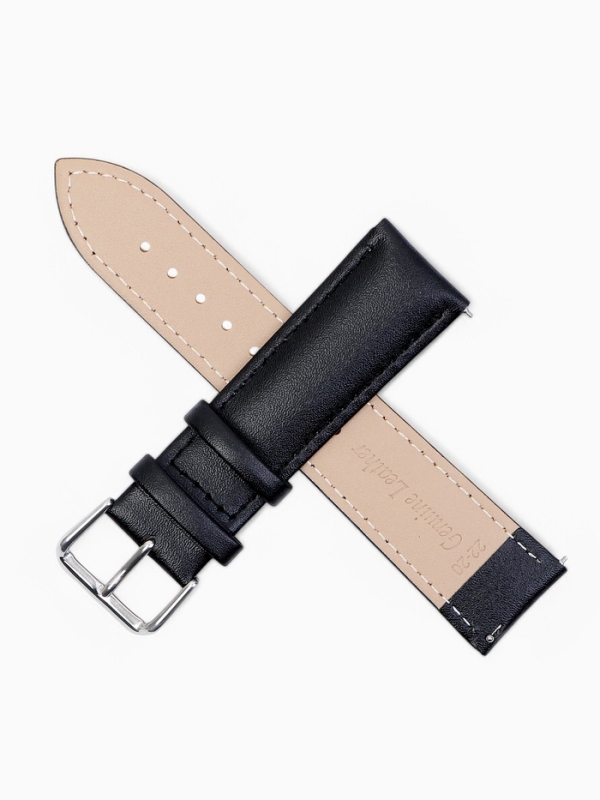 Ремешок для часов кожаный с быстросъемными шпильками, 22 мм, l-20 см, черный Ремешок для часов кожаный с быстросъемными шпильками, 22 мм, l-20 см, черный