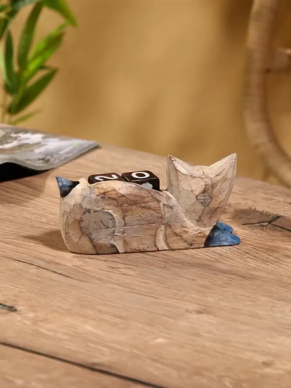 Вечный календарь &laquo;Кошка&raquo;, 13&times;4&times;6.5 см, дерево