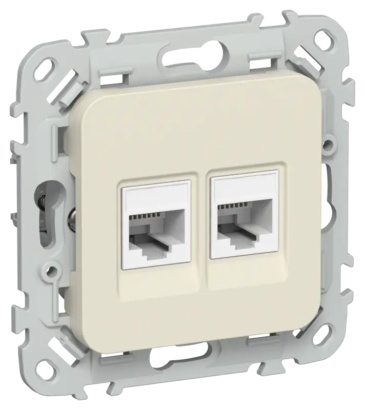 FLITE Розетка 2-местная компьютерная RJ45 категория 5Е UTP РК5е-2-0-ФлСл сливочный IEK