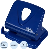 Дырокол Attache Symbol до 30 листов, линейка, металл, синий