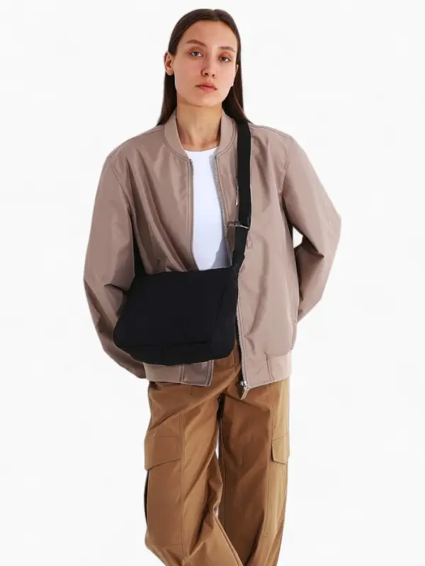 Сумка женская багет на молнии, 30&times;10&times;19 см, чёрная