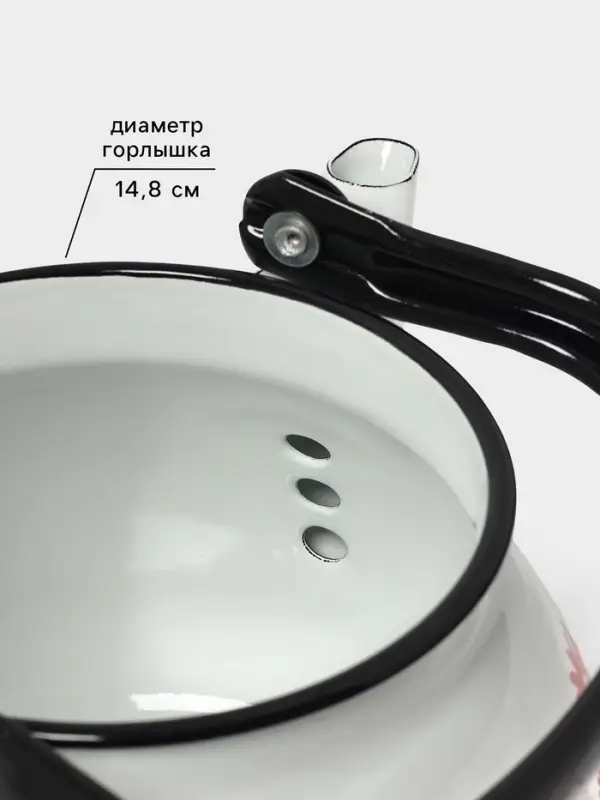 Чайник эмалированный &laquo;Астры&raquo;, 3 л, металлическая ручка, белый