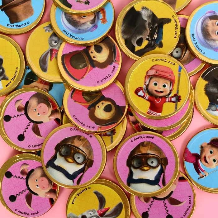 Шоколадные монеты Шоколадные монеты "Маша и Медведь", 150 г