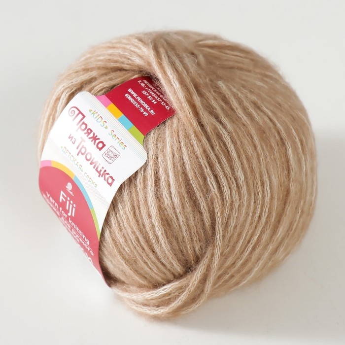 Пряжа для вязания спицами, крючком «Троицкая. Фиджи», 20% мериносовая шерсть, 60% хлопок, 20% акрил, 95 м/50 г, (579 св. кофейный)