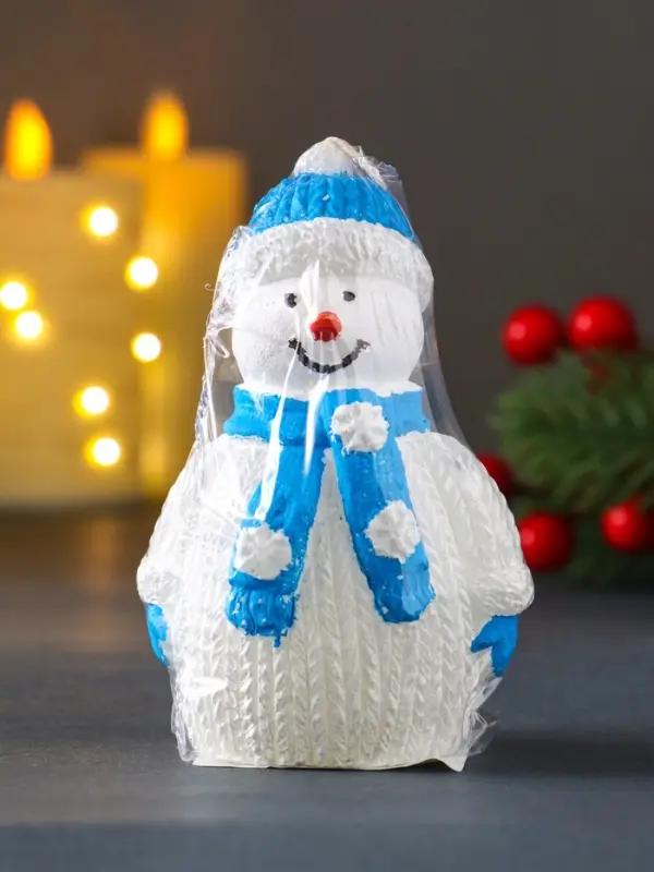 Свеча  Свеча "Снеговик", голубой