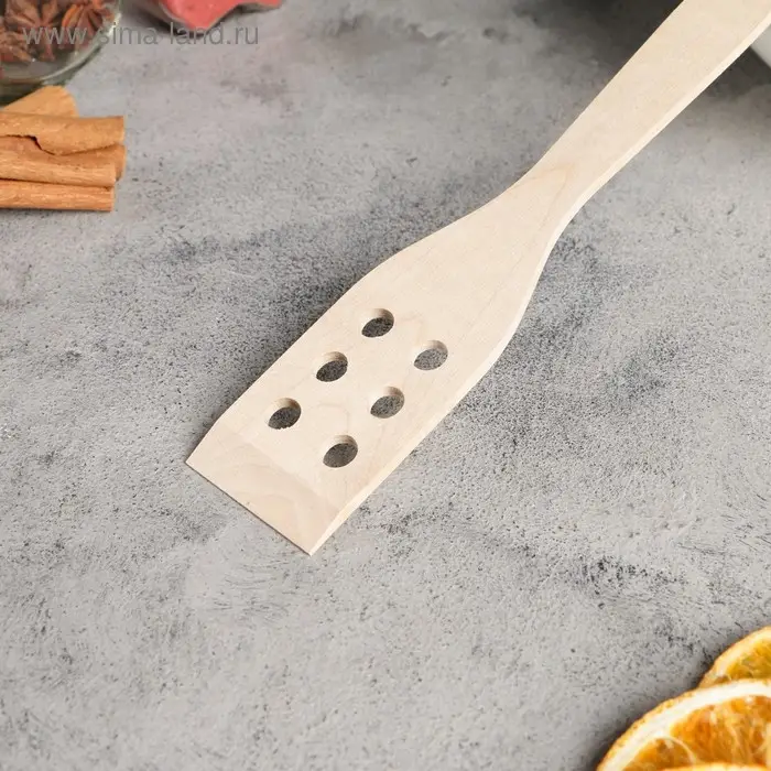 Лопатка деревянная 245х45х4 мм  Лопатка деревянная 245х45х4 мм "Берёза ЛЮКС" с отверстиями в евро-слоте