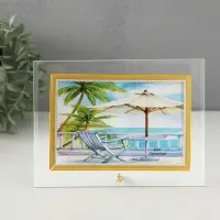 Фоторамка стекло 10х15 см "Золотой кант" горизонтальная 20х14,5 см