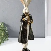 Сувенир полистоун "Заяц с чашкой чая" 13,5х11х46,5 см