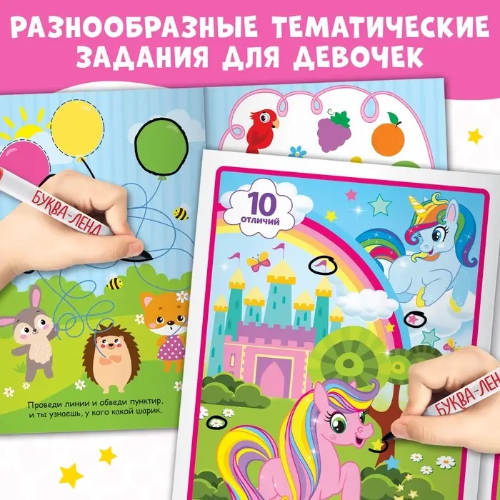 Книги с маркерами &laquo;Напиши и сотри. Для девочек&raquo;, набор 2 шт. по 12 стр.