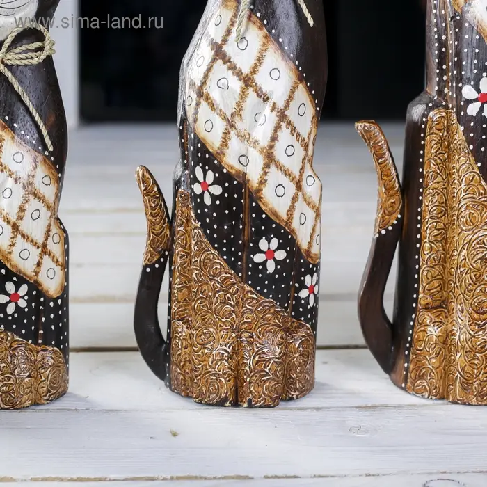 Сувенирный набор Сувенирный набор "Кошечки с ромбовым узором" дерево (высота 50,40,30 см)