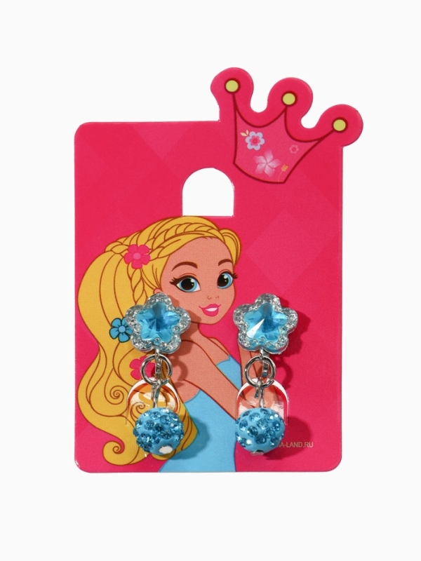 Серьги-клипсы детские  Серьги-клипсы детские "Выбражулька" шамбала с звездой кристалл, цвет голубой