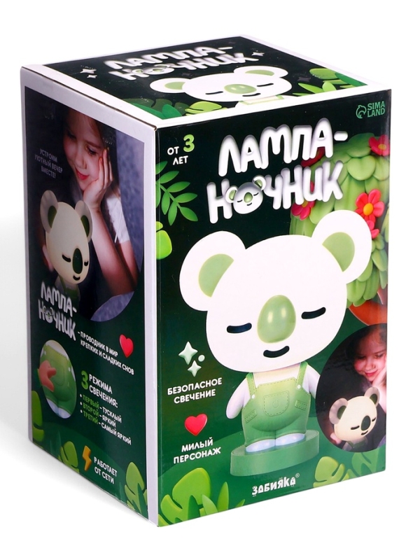 Лампа-ночник  Лампа-ночник "Коала" световые эффеты, цвет МИКС