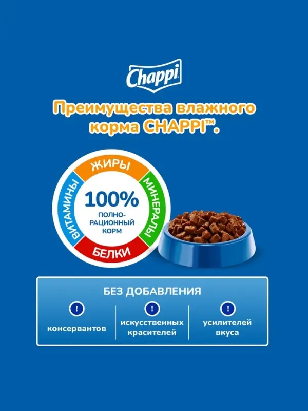 Влажный корм Chappi для собак, с говядиной по-домашнему, пауч, 85 г
