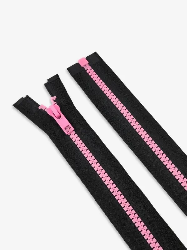 Молния &laquo;Трактор&raquo;, №5, разъёмная, замок автомат, 80 см, чёрная, розовая