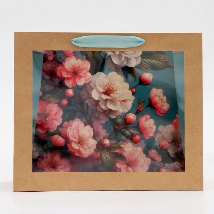 Пакет с PVC окном ,  Пакет с PVC окном , "Цветы", 31 х 11 х 26 см