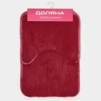 Коврики для ванной и туалета Доляна &laquo;Пушистик&raquo;, 2 шт., 38&times;40 см, 40&times;60 см, бордовые