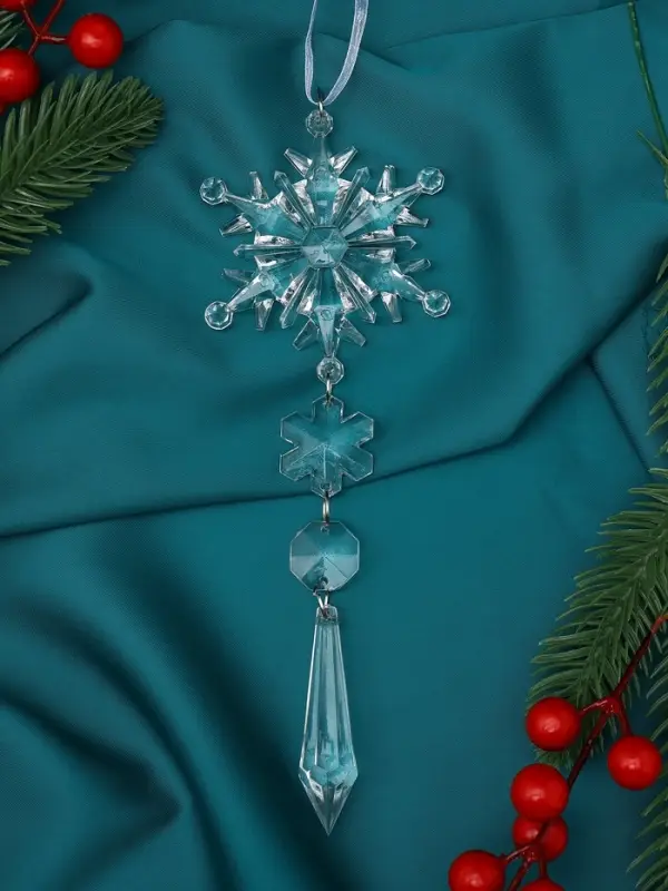 Украшение ёлочное "Льдинка" снежинка кристалл, 20х6 см, прозрачный