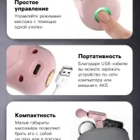 Массажёр для тела LEM-54, перкуссионный, 4 режима, 1200 мА/ч, розовый