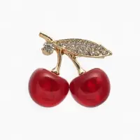 Брошь &laquo;Вишни&raquo;, наливные, красно-белая в золоте