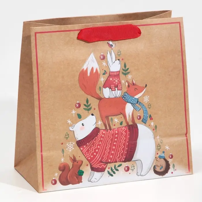 Пакет подарочный новогодний крафтовый квадратный «Друзья», 22 х 22 х 11 см Пакет подарочный новогодний крафтовый квадратный «Друзья», 22 х 22 х 11 см