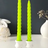 Набор свечей витых, 2.3&times;24.5 см, 5 ч, 50 г, 2 шт., зелёный, в подарочной коробке