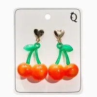 Серьги "Вишня" сердечки, цвет красно-жёлтый в золоте Серьги "Вишня" сердечки, цвет красно-жёлтый в золоте