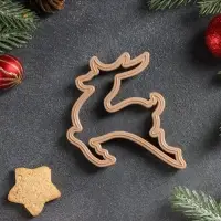 Форма для печенья новогодняя &laquo;Олень&raquo;, вырубка, штамп, 9.8&times;9.6&times;1.3 см, пластик, коричневая