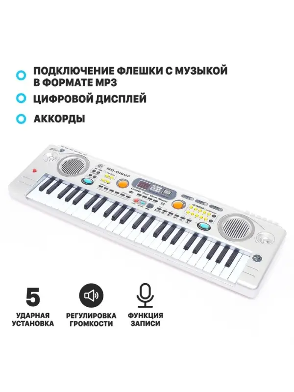 Синтезатор &laquo;Музыкальный взрыв&raquo; c радио и USB, 49 клавиш, работает от сети и от батареек, блок питания