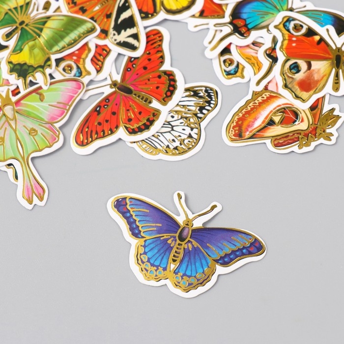 Наклейки для творчества Наклейки для творчества "Мир бабочек" тиснение золото набор 48 шт 9х7х0,8 см