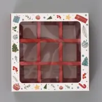 Коробка для 9 конфет &laquo;Счастья в Новом году&raquo; 14.5&times;14.5&times;3.5 см