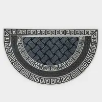 Коврик придверный полукруглый Доляна &laquo;Меандр&raquo;, 44&times;74 см, серебряный