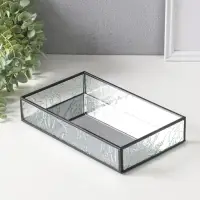 Подставка интерьерная стекло, металл "Следы от листьев" прозрачная 15.3х25х4,5 см