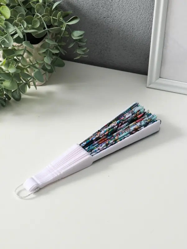 Веер пластик, текстиль Веер пластик, текстиль "Котики. Цветочная абстракция" МИКС широкие лопасти 23 см