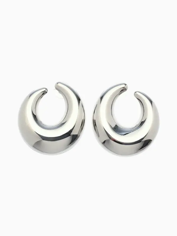 Серьги металл &laquo;Кольца&raquo;, полумесяц, цвет серебро
