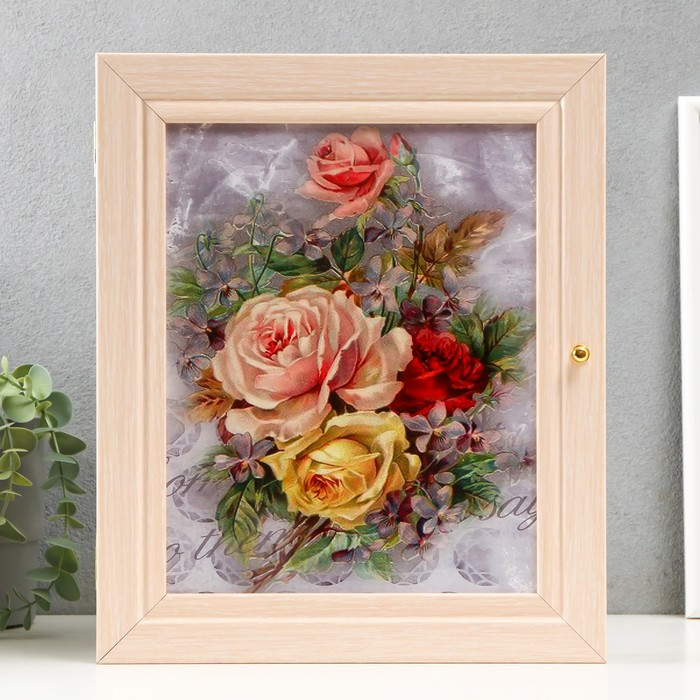 Ключница Ключница "Розы" молочный дуб 26х31 см МИКС