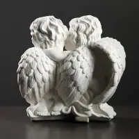 Фигурка светящаяся в темноте &laquo;Пара ангелов сидя&raquo;, 29&times;14&times;28 см, белая