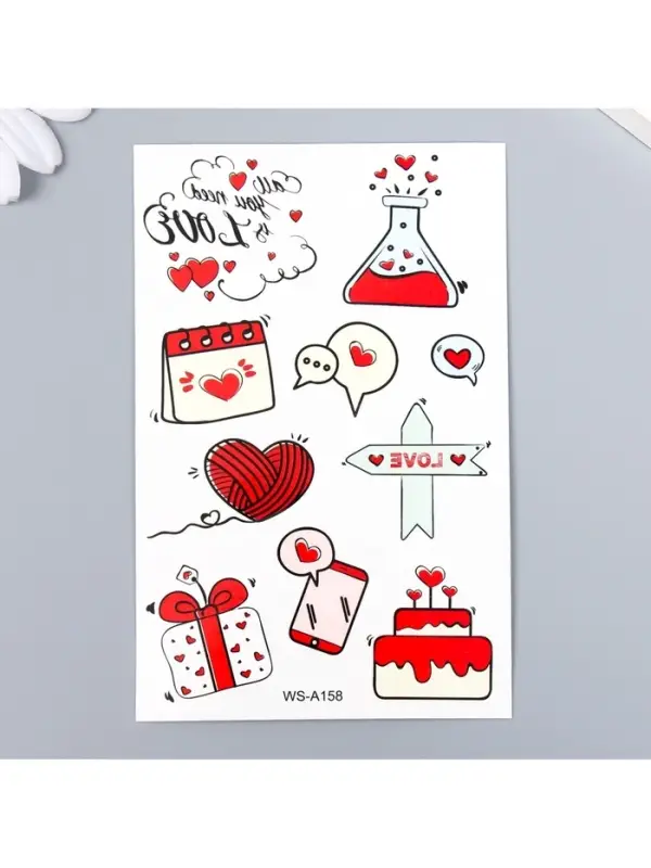 Переводные тату цветные «Праздник любви», временные татуировки, 12×7.5 см