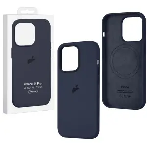 Чехол для iPhone 14 Pro Silicone Case 100% ORG Midnight (MagSafe + анимация NFC Clear) c LOGO
