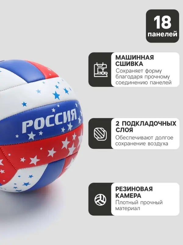 Волейбольный мяч MINSA, машинная сшивка, 18 панелей, р. 5, PVC