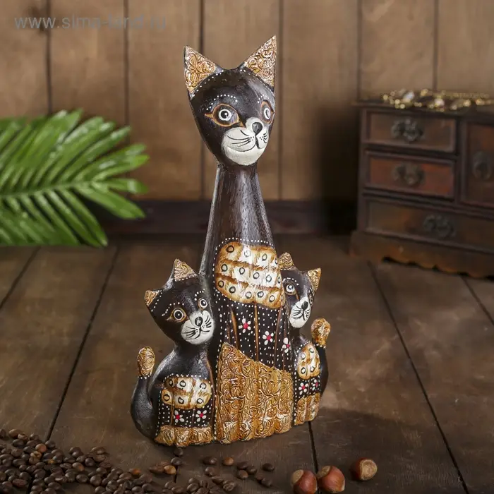 Сувенир Сувенир "Три кошки с узором" дерево 5х18х30 см