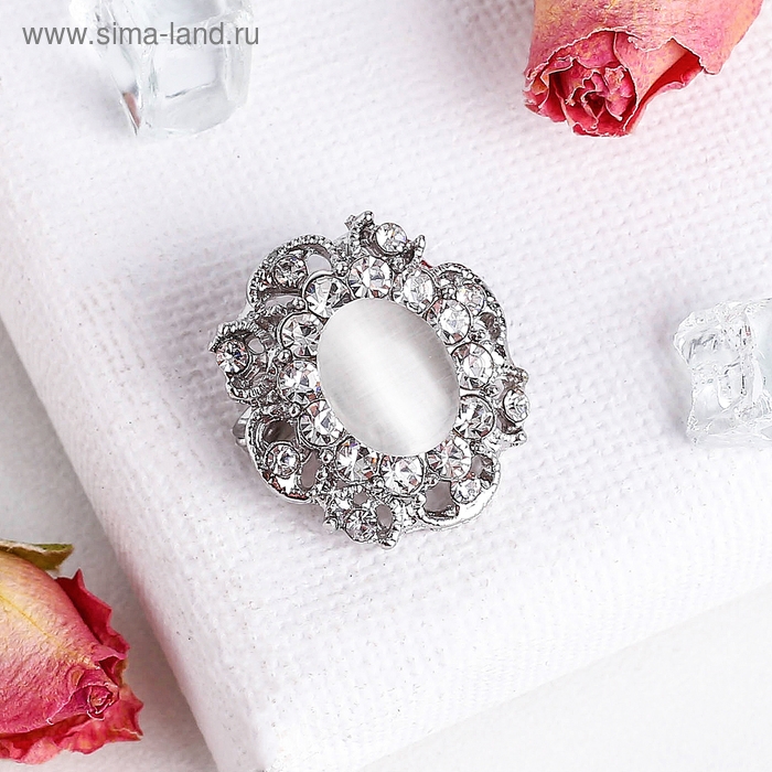 Брошь «Овал» царский, цвет белый в серебре Брошь «Овал» царский, цвет белый в серебре