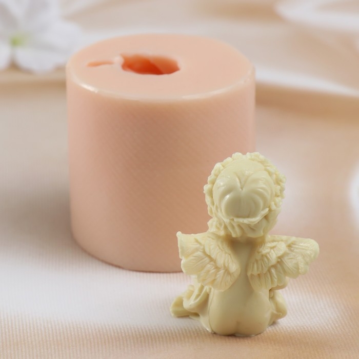 Молд силиконовый Молд силиконовый "Ангел с мишкой" 6,5х6,5х6,3 см (издел. 6х4,2х3,4 см)